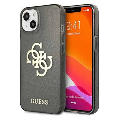 Guess Glitter 4G Big Logo dėklas iPhone 13 mini (juodas)