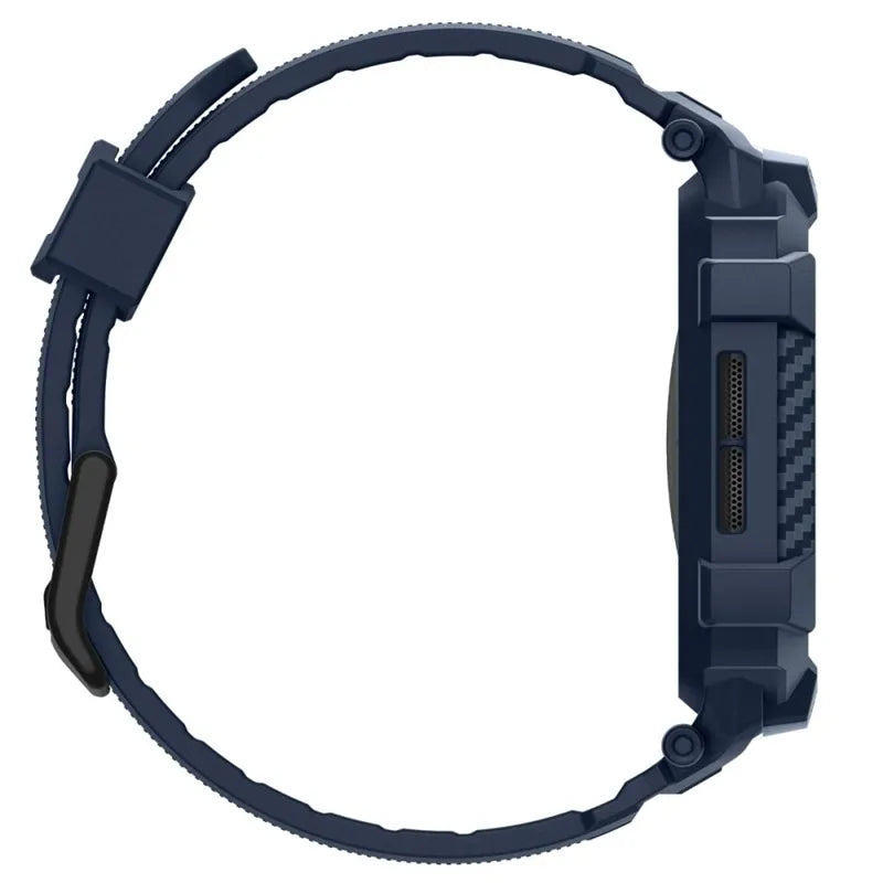 Spigen Rugged Armor Pro V2 – Apyrankė su dėklu, skirta Apple Watch 10/11 42mm (tamsiai mėlyna)