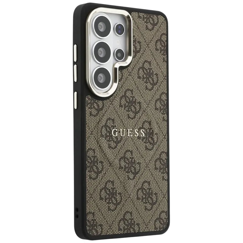 Guess 4G Embossed Ring MagSafe – Samsung Galaxy S26 Ultra dėklas (rudos spalvos)