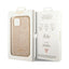 Guess Glitter Flakes Metal Logo dėklas – Dėklas skirtas iPhone 14 Plus (auksinis)