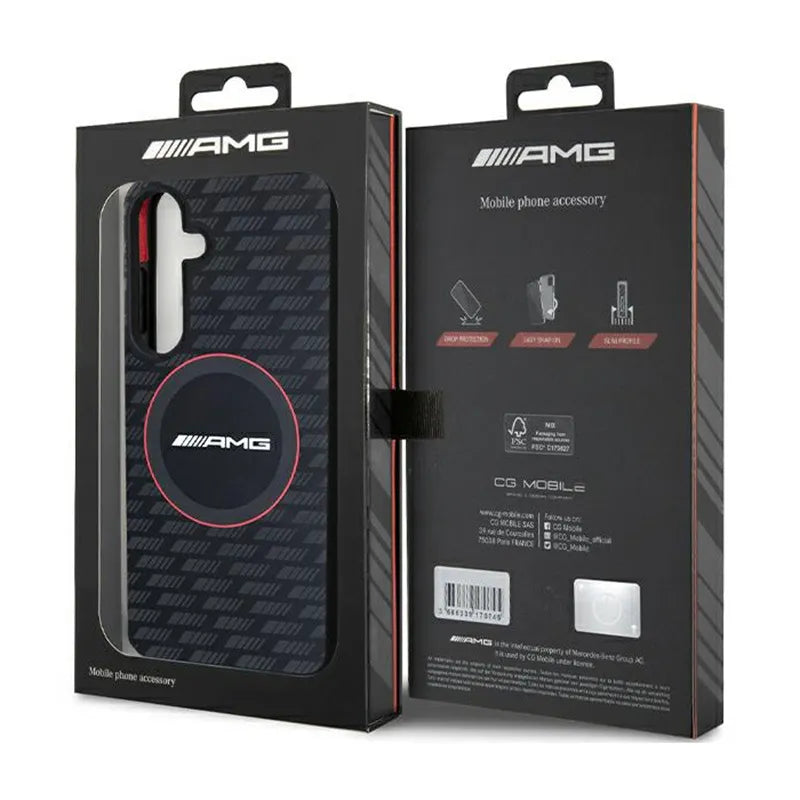 AMG Silicone Carbon Pattern MagSafe – dėklas Samsung Galaxy S24+ (juodas)