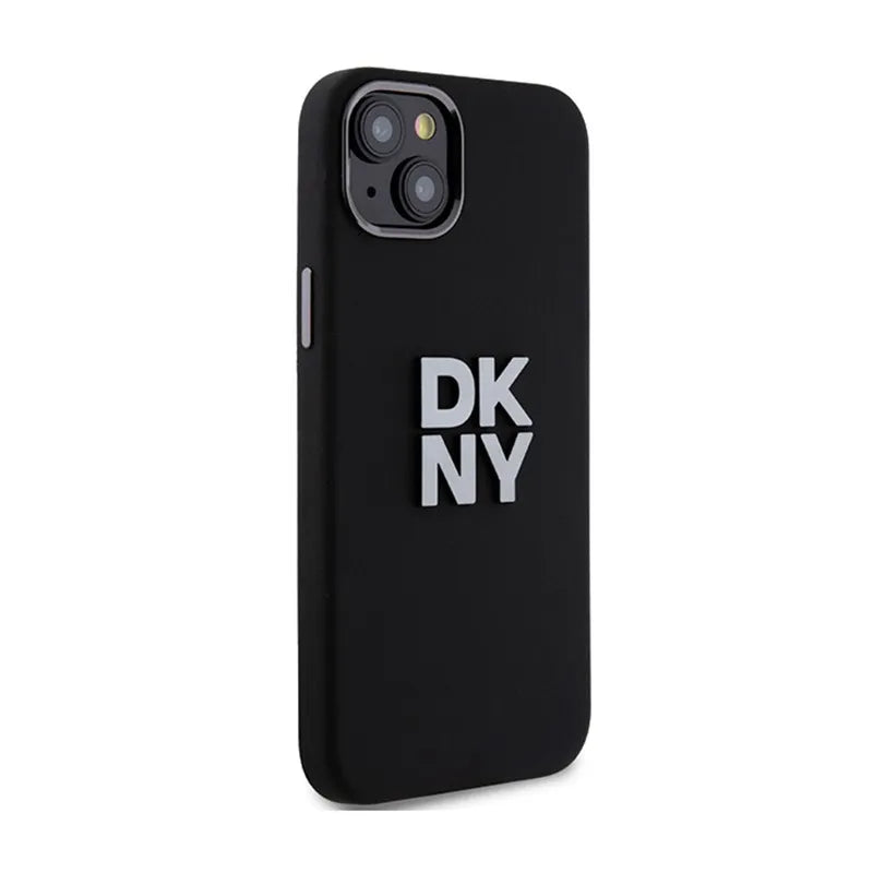 DKNY Liquid Silicone Metal Logo – Dėklas, skirtas iPhone 15 Plus / 14 Plus (juodas)
