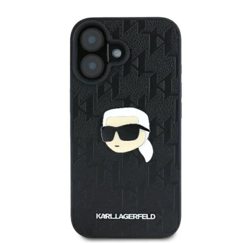 Karl Lagerfeld Monogram Karl Head Pin – dėklas iPhone 16 (juodas)