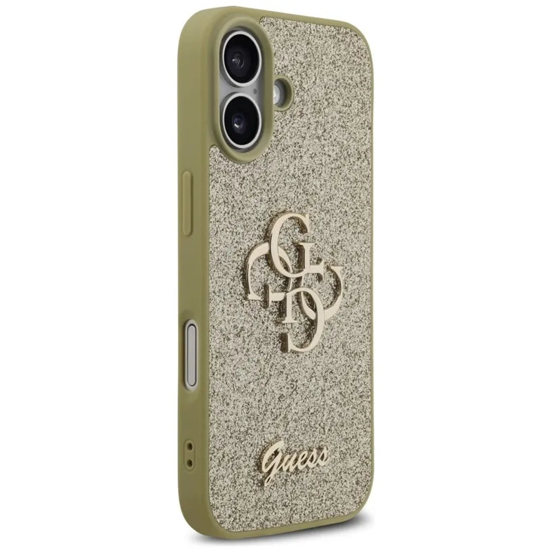 Guess Fixed Glitter Big 4G – dėklas iPhone 17 (auksinis)