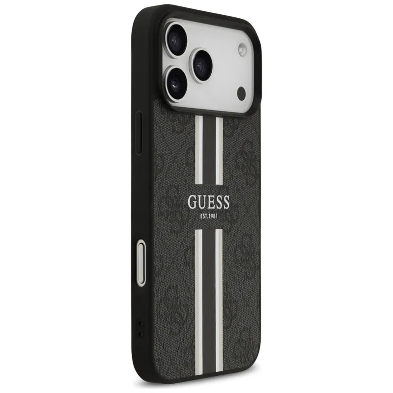 Guess 4G Printed Stripes MagSafe - Dėklas iPhone 17 Pro Max (juodas)