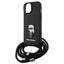 Karl Lagerfeld Crossbody Saffiano Monogram Ikonik Metal Pin – dėklas „iPhone 15“ (juodas)