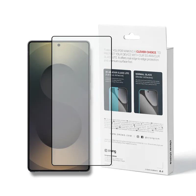 Crong 3D Armour Glass Lite – Full Glue grūdintas stiklas, skirtas Samsung Galaxy S25 Ultra
