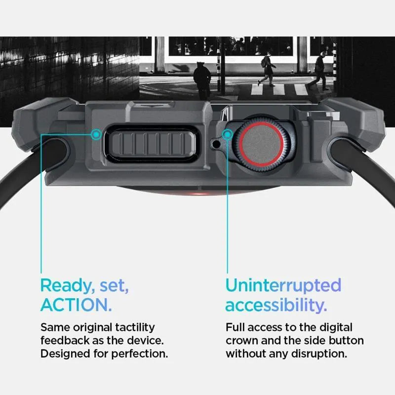 Spigen Rugged Armor – Dėklas Apple Watch 10 46 mm (tamsiai pilkas)
