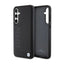 BMW Leather Hot Stamp dėklas Samsung Galaxy S23 FE išmaniajam telefonui (juodas)