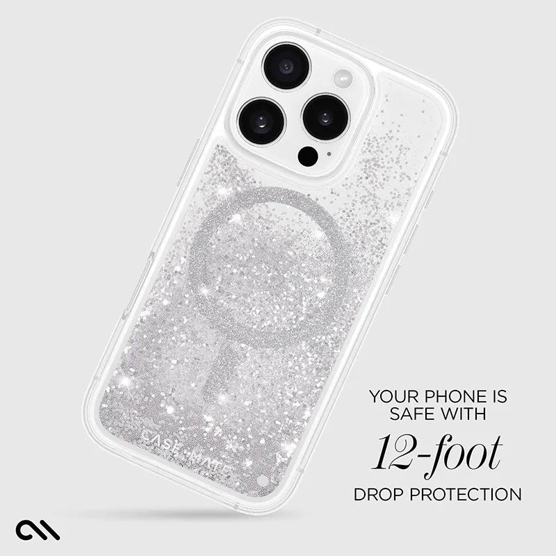 Case-Mate Waterfall MagSafe – dėklas, skirtas iPhone 16 Pro (sidabrinis)