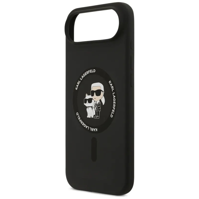 Karl Lagerfeld Silicone Karl & Choupette Ring MagSafe – dėklas iPhone Air (juodas)