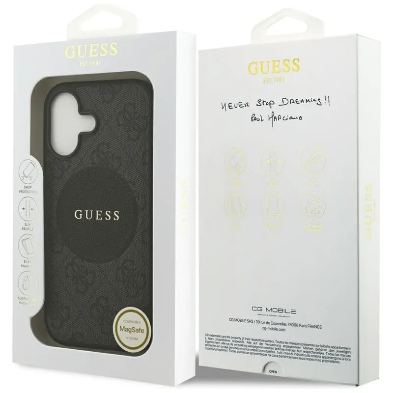 Guess 4G Circle Classic Logo MagSafe – Dėklas iPhone 17 (Juodas)