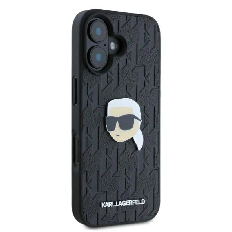 Karl Lagerfeld Monogram Karl Head Pin – dėklas iPhone 16 (juodas)