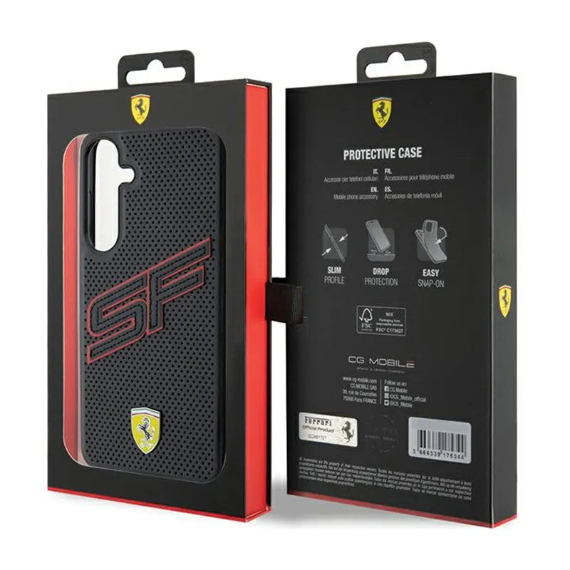Ferrari Big SF Perforated – Dėklas Samsung Galaxy S24+ (juodas)