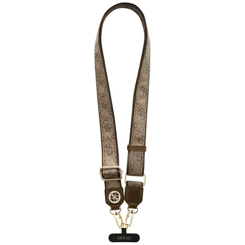 Universalus Guess Crossbody Strap 4G Tether Patch Strass Metal Logo dirželis – universalus telefono dirželis / pakabukas (rudas)