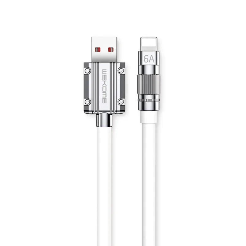WEKOME WDC-186 Wingle serija – USB-A į Lightning greitojo įkrovimo 1 m jungiamasis laidas (baltas)
