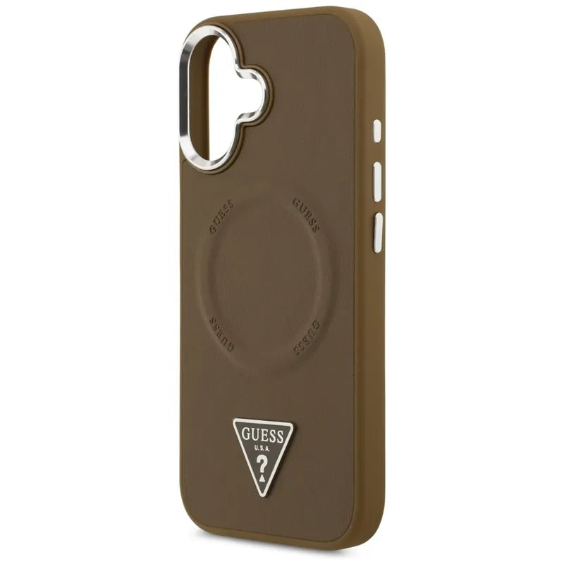 Guess Triangle Logo MagSafe - Dėklas iPhone 17 (Rudas)