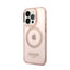 Guess Gold Outline Translucent MagSafe – dėklas iPhone 14 Pro (rožinis)