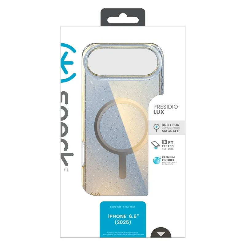 Speck Presidio Lux MagSafe - dėklas iPhone Air (Hyper Mirror Glitter / Silver Metallic)