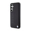BMW Leather Hot Stamp dėklas Samsung Galaxy S23 FE išmaniajam telefonui (juodas)