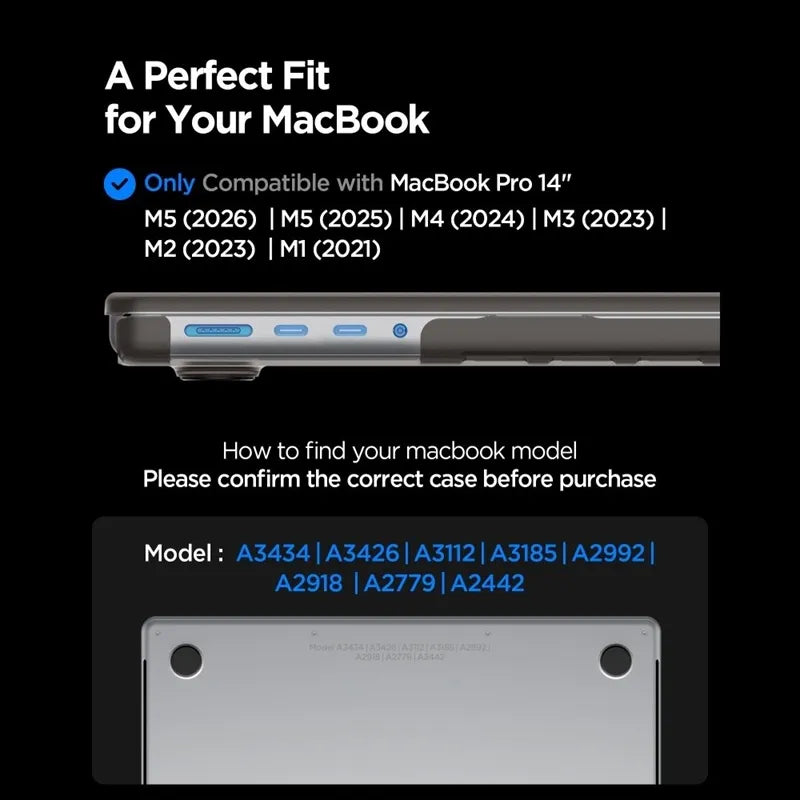 Spigen AirSkin – MacBook Pro 14" dėklas (M5/M4/M3/M2/M1/2026-2021) (Frost Black)