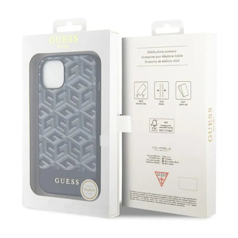 Guess GCube Stripes MagSafe – dėklas iPhone 14 Plus telefonui (juodas)