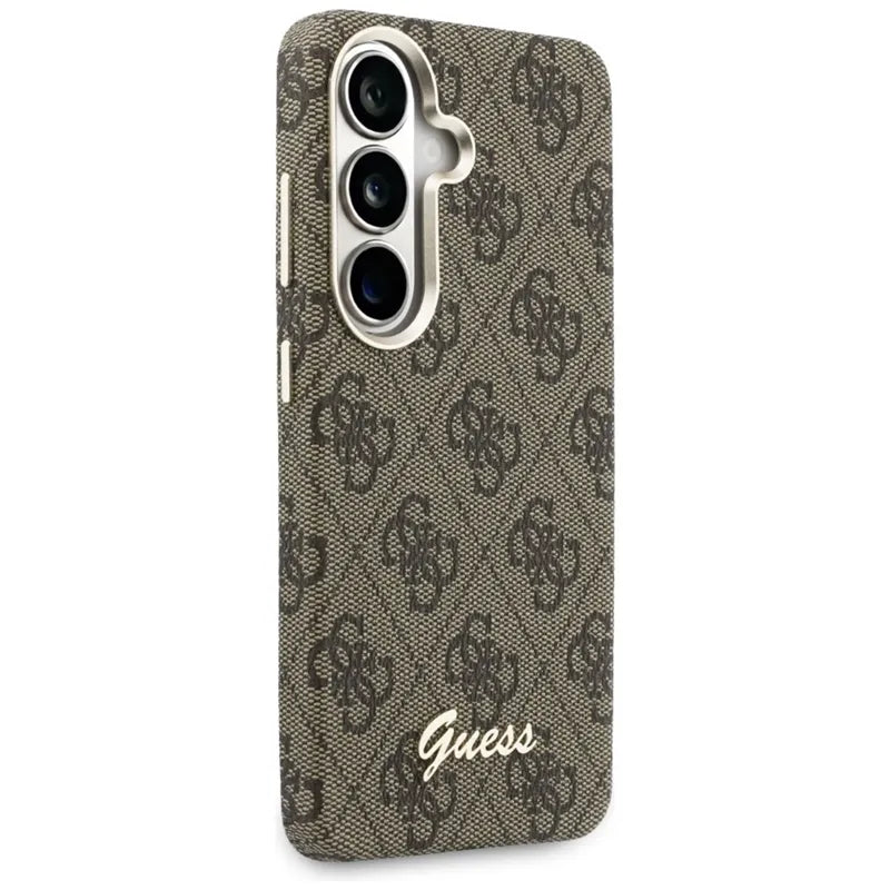 Guess 4G Script MagSafe – dėklas Samsung Galaxy S26 telefonui (rudos spalvos)