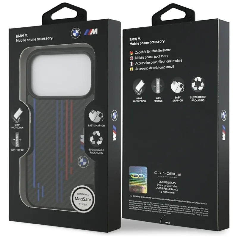 BMW M Kevlar Lines & Logo MagSafe – dėklas iPhone 17 Pro (juodas)