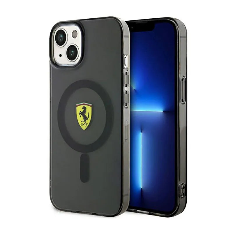 Ferrari Translucent MagSafe – dėklas iPhone 14 Plus (juodas)