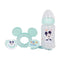 Mickey Mouse – Kūdikių rinkinys (buteliukas su žinduku 240 ml, anatominis čiulptukas, kramtukas, čiulptuko laikiklis) (Cool)
