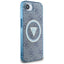 Guess IML Metal Glitter 4G Circle Triangle MagSafe – dėklas iPhone 16e (mėlynas)