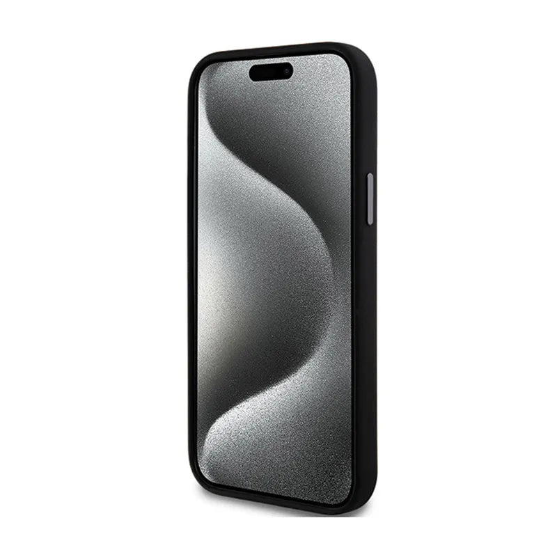 DKNY Liquid Silicone Metal Logo – Dėklas, skirtas iPhone 15 Plus / 14 Plus (juodas)