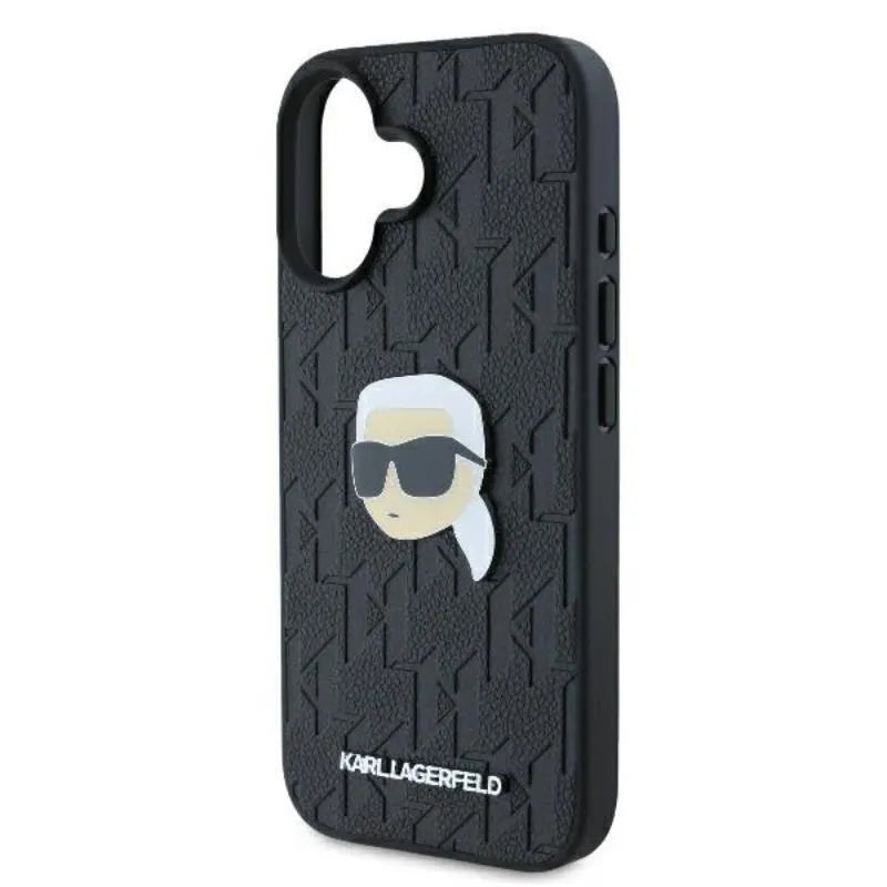 Karl Lagerfeld Monogram Karl Head Pin – dėklas iPhone 16 (juodas)