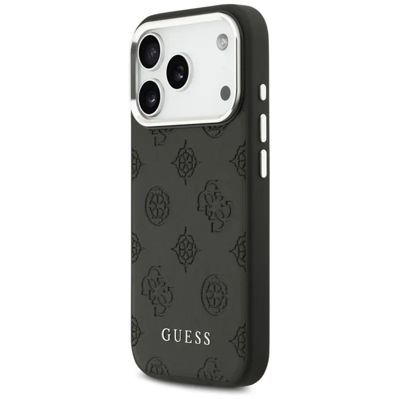 Guess Peony Hot Stamp Script MagSafe – dėklas iPhone 17 Pro (juodas)