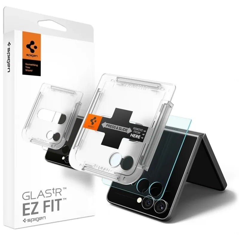 Spigen GLAS.TR EZ Fit HD – grūdintas stiklas Samsung Galaxy Z Flip 7 telefonui