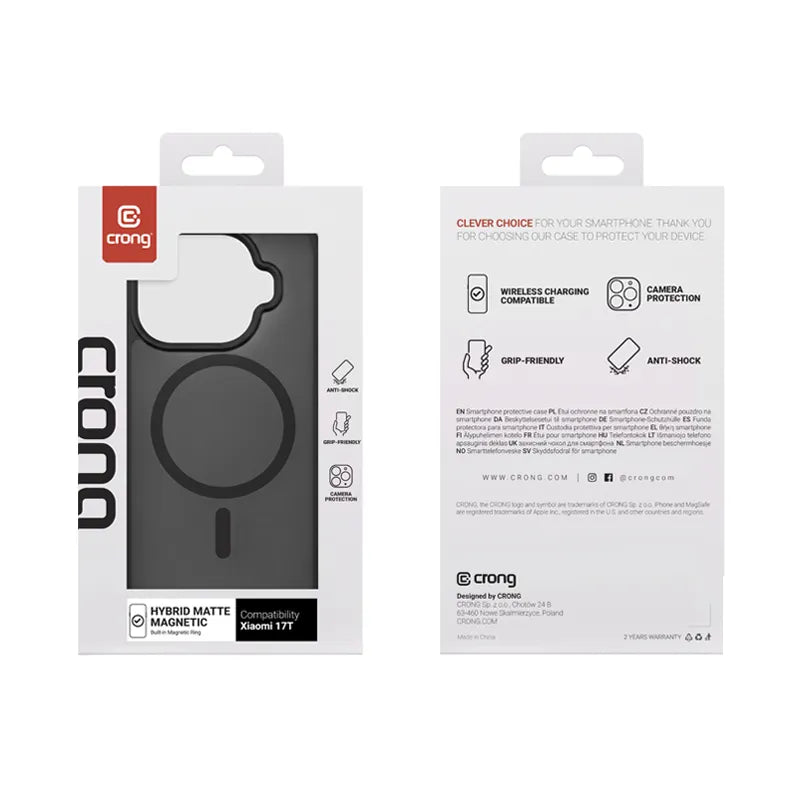 Crong Hybrid Matte Magnetic – MagSafe dėklas, skirtas Xiaomi 17T (juodas)