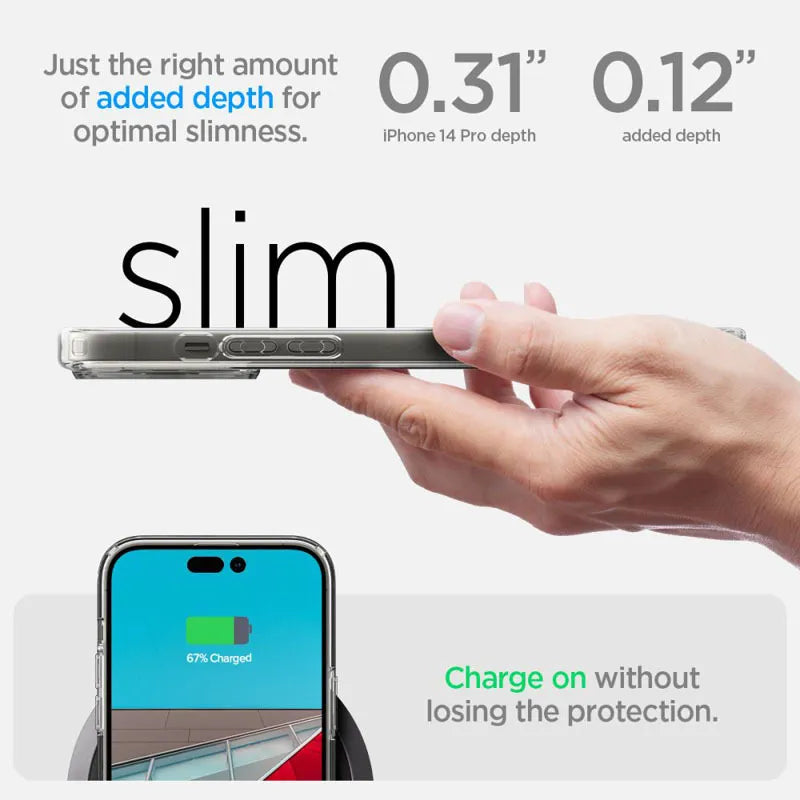 Spigen Ultra Hybrid Mag MagSafe – dėklas skirtas iPhone 14 Pro (baltas)
