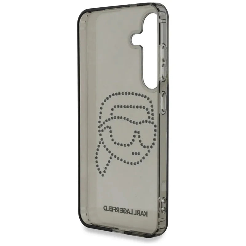 Karl Lagerfeld Rhinestones Karl Head Logo – dėklas Samsung Galaxy S25 telefonui (juodas)