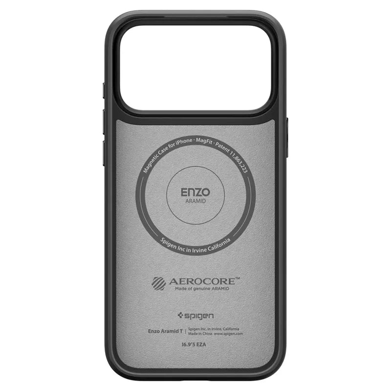 Spigen Enzo Aramid T Mag MagSafe – dėklas iPhone 17 Pro Max (juodas)