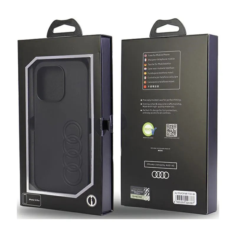 „Audi Synthetic Leather“ – dėklas „iPhone 14 Pro“ (juodas)