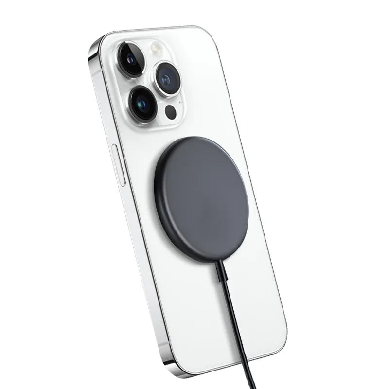Crong MagSpot belaidis įkroviklis – aliumininis MagSafe 15W indukcinis įkroviklis (grafito spalvos)