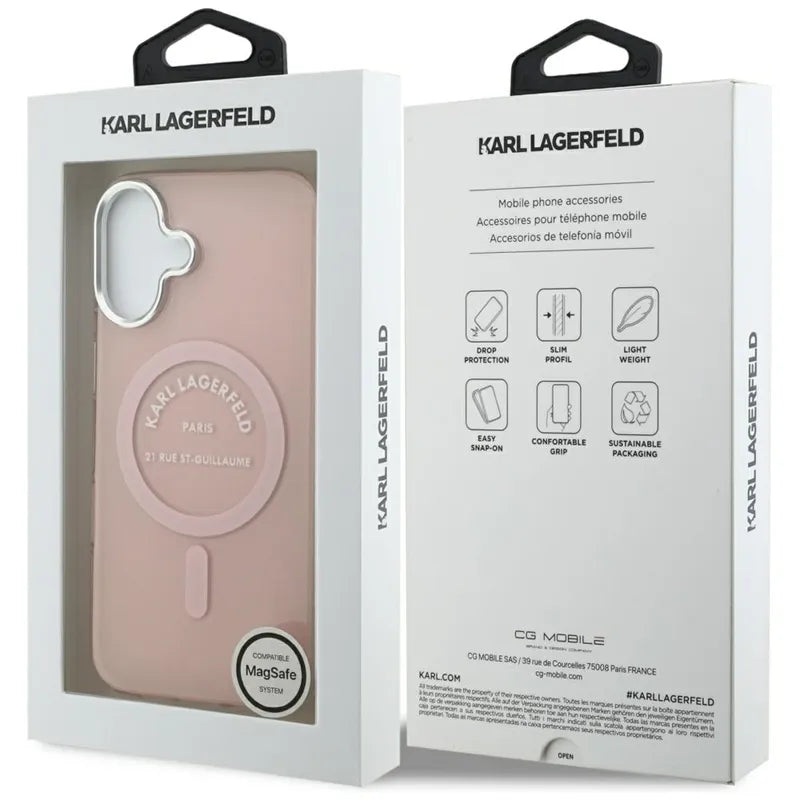 Karl Lagerfeld IML Karl RSG Logo MagSafe – dėklas iPhone 17 (rožinis)