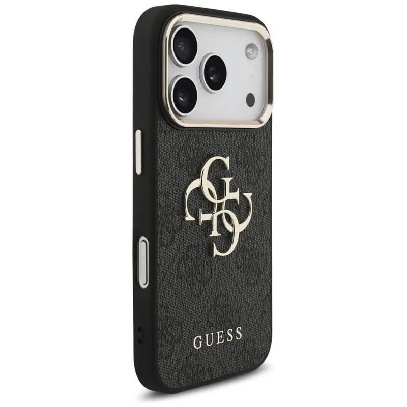 Guess 4G Big 4G Classic Logo – dėklas iPhone 17 Pro (juodas / auksinis)