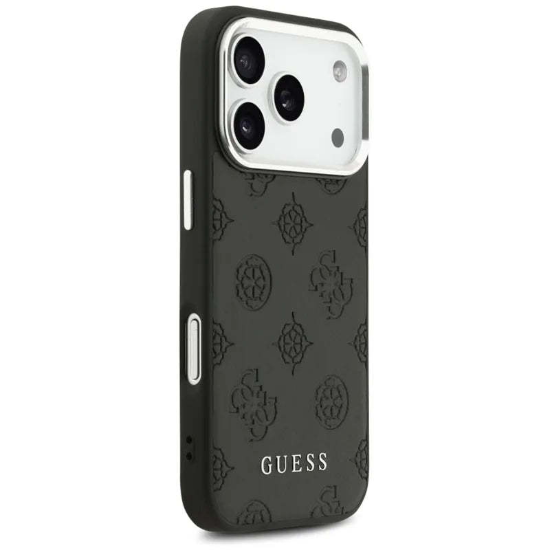Guess Peony Hot Stamp Script MagSafe – dėklas iPhone 17 Pro (juodas)