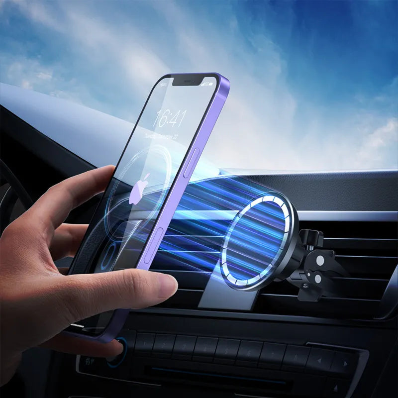 Crong Carclip Magnetic – magnetinis automobilinis „MagSafe“ laikiklis (juodas)