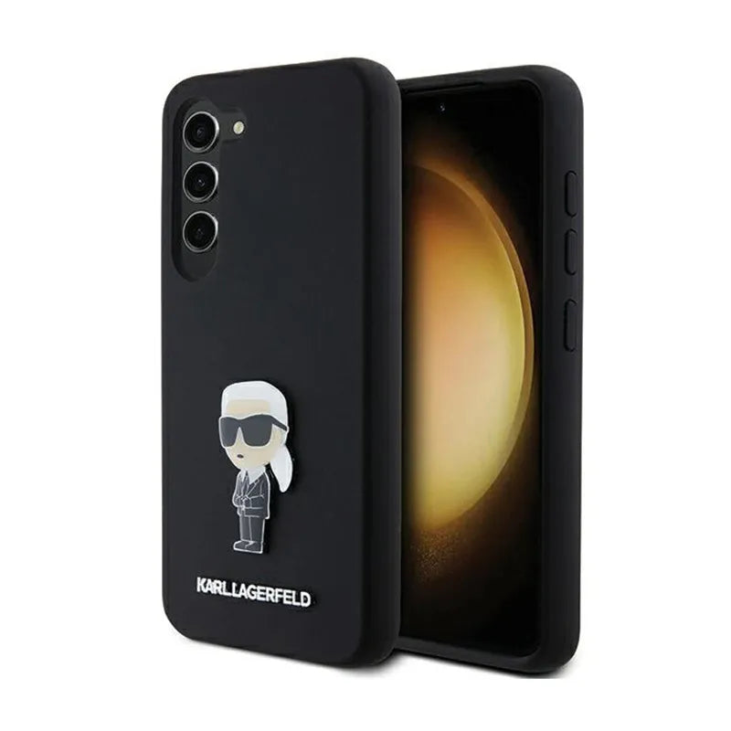 Karl Lagerfeld Silicone Ikonik Metal Pin – dėklas Samsung Galaxy S24 (juodas)