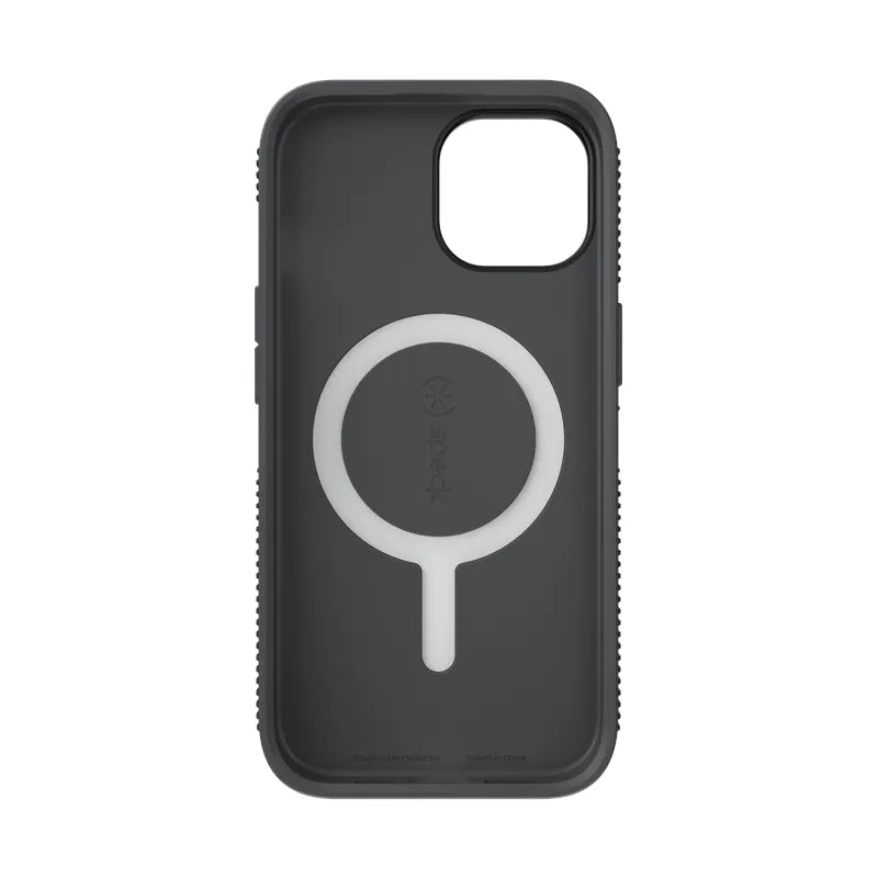 Speck Candyshell Grip MagSafe – dėklas, skirtas iPhone 17e / 16e / 15 / 14 / 13 (juodas / skalūno pilkas)