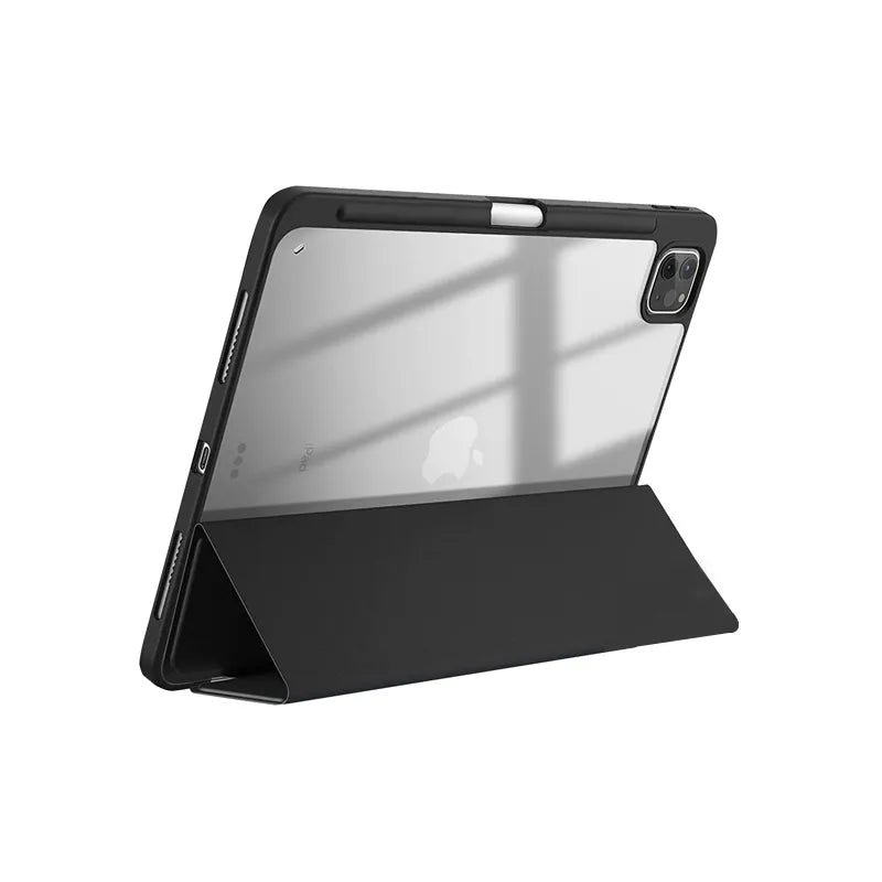 Crong PrimeFolio – Dėklas iPad Air 11” (2026-2024) / iPad Air 10,9” (5-4 kartos) / iPad Pro 11" (2022-2021) (Juodas/Skaidrus)