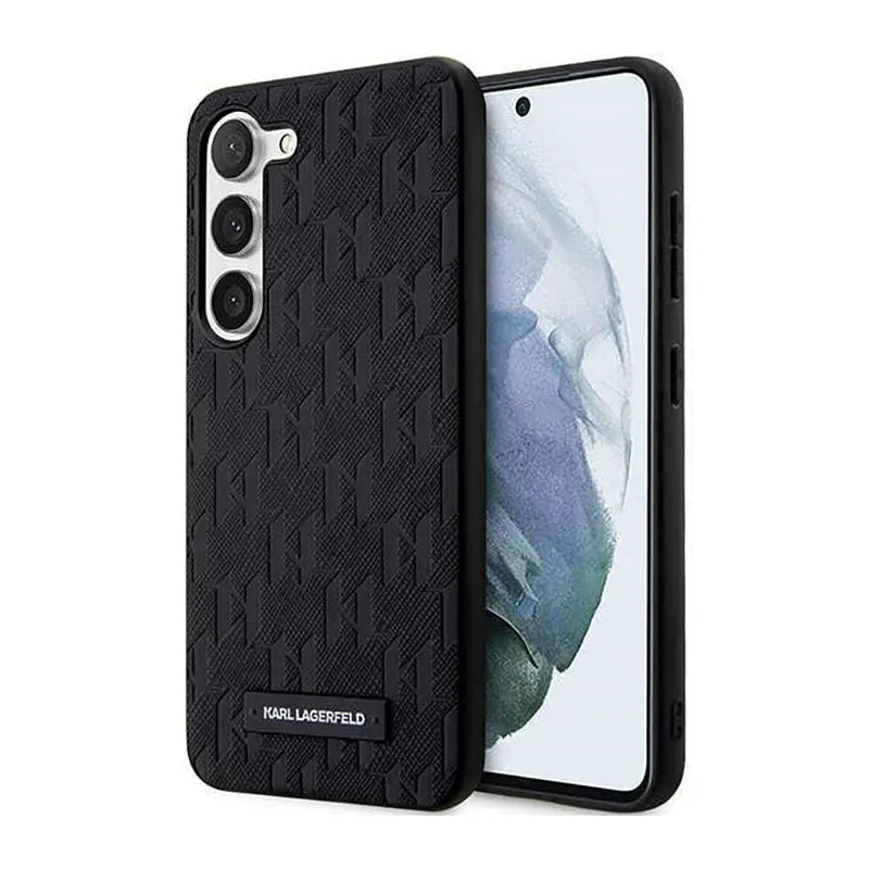 Karl Lagerfeld Saffiano Monogram Metal Logo - dėklas Samsung Galaxy S23 (juodas)