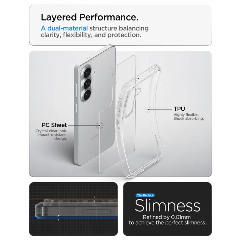 „Spigen Ultra Hybrid“ – dėklas „Samsung Galaxy S26“ (skaidrus)